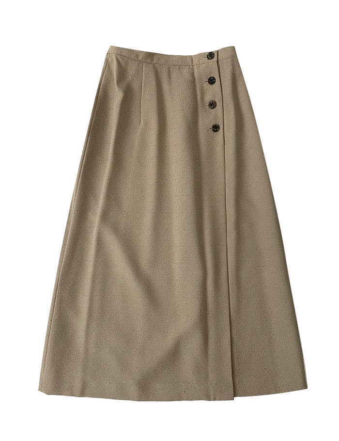 four button half wrap long skirt