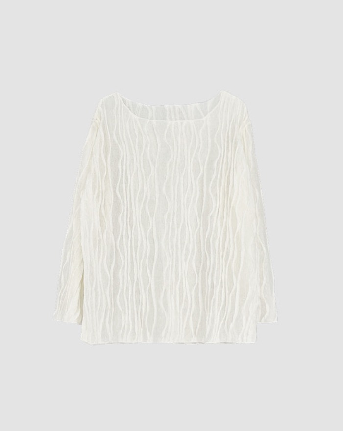 wave pleated round blouse