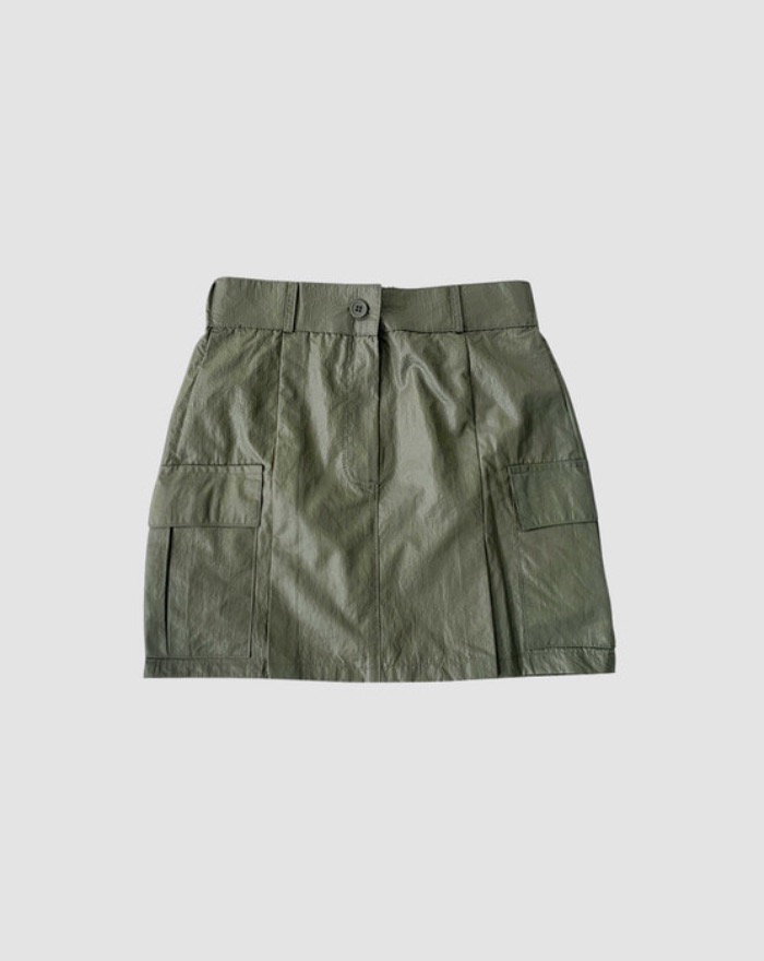 high glossy nylon pocket mini skirt