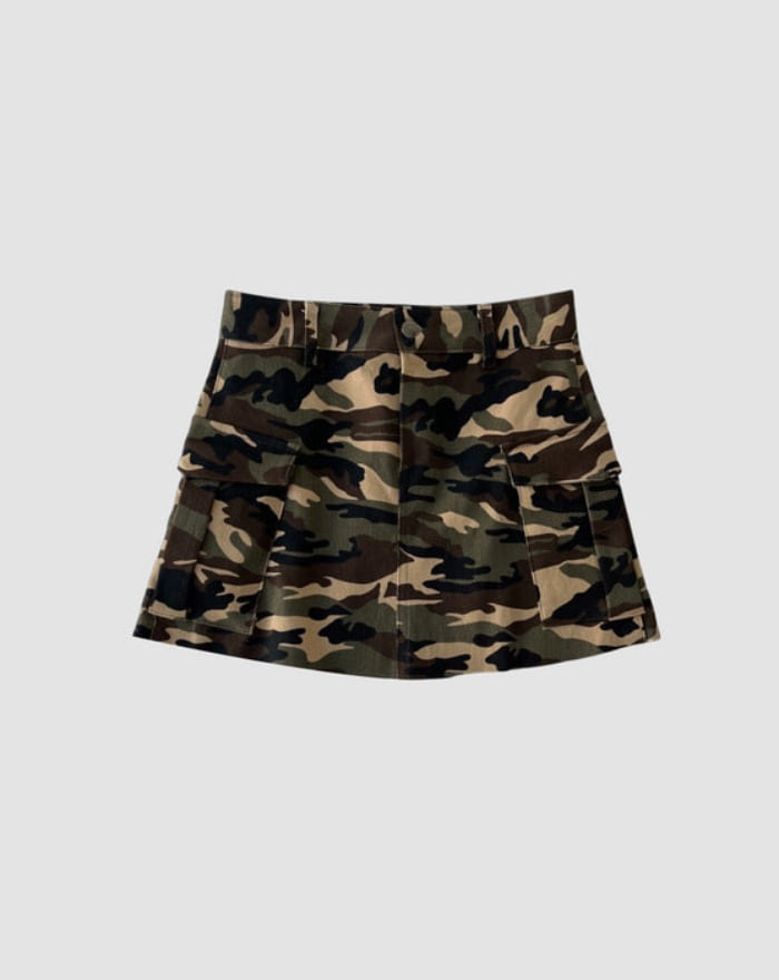[MADE] Military camo cargo pocket mini skirt