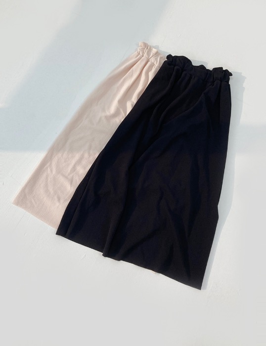 [1+1] Shirring banding long skirts