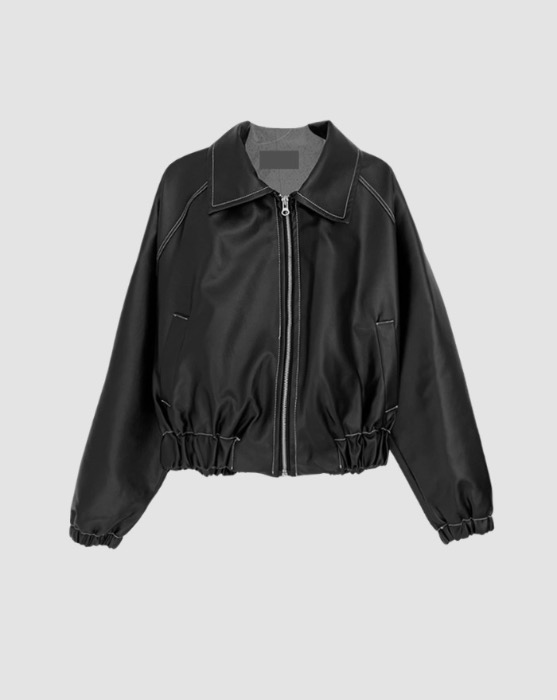 Classic stitched collar leather jacket