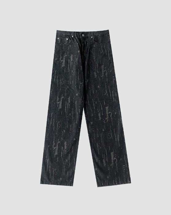 [~XL/unisex] vintage patterned wide denim pants