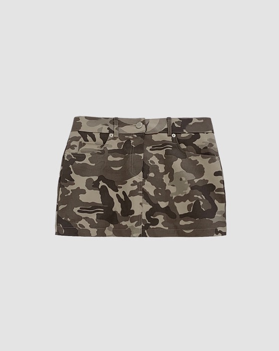 y2k low camo mini skirt