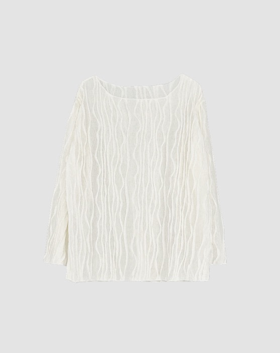 wave pleated round blouse