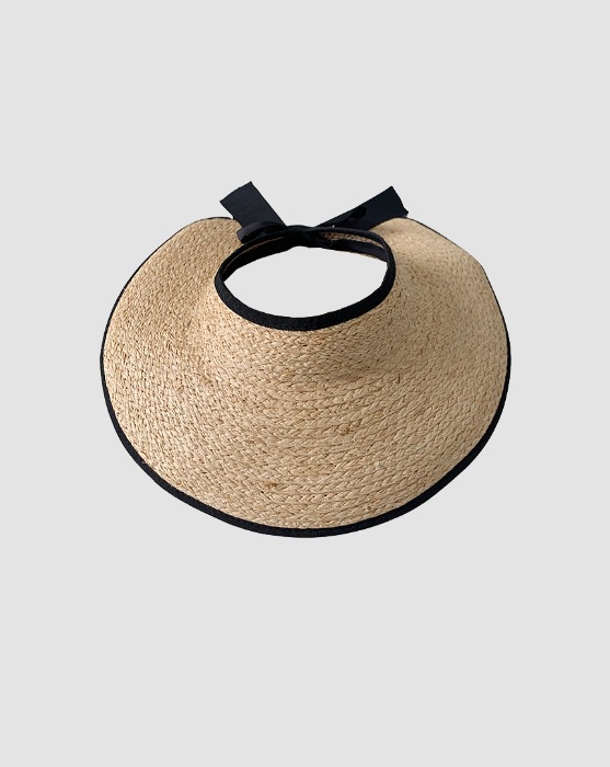 바캉스 해변 뒷리본 배색 밀짚 모자