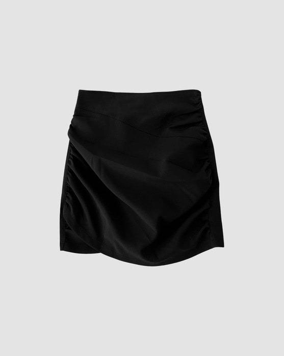 feminine cross shirring tulip mini skirt pants