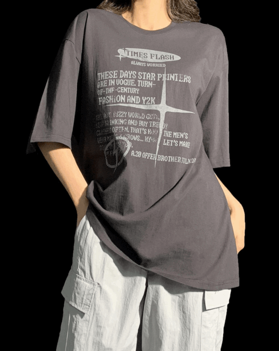루즈핏 레터링 플래쉬 반팔 티셔츠 (Unisex)